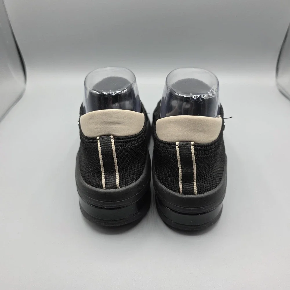 Bzees Resort‎ Sandals Womens 8 WIDE Black Stretch Wedge Heels Open Toe Casual